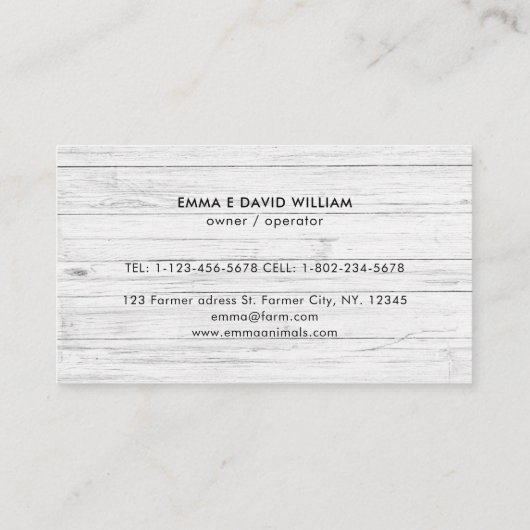 家畜牛ぶた鶏の水色 名刺 (裏面)