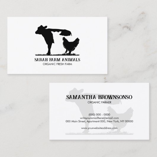 家畜牛ヒツジ鶏 名刺 (正面/裏面)