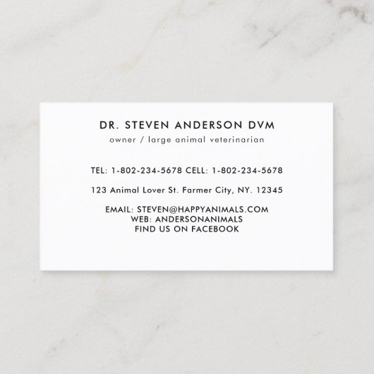 家畜獣医カウピッグチキン農家 名刺 (裏面)