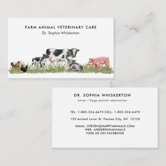家畜獣医気に牛豚チキンファーメ 名刺 (正面/裏面)