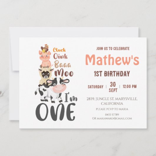 家畜聖牛の最初の誕生日 招待状 (正面)