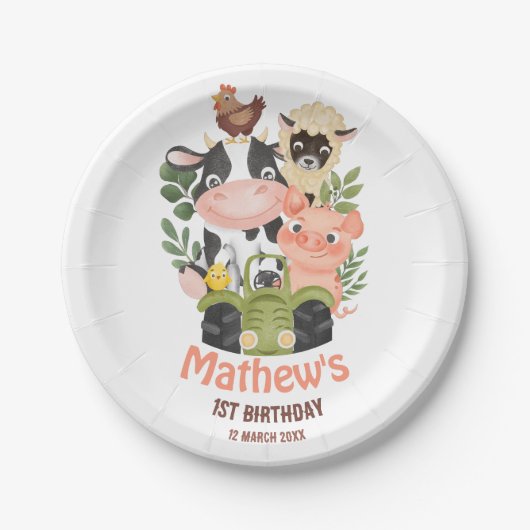 家畜聖牛第1回2回目の誕生日 ペーパープレート (正面)