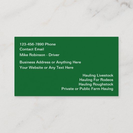 家畜運搬及び運搬 名刺 (裏面)