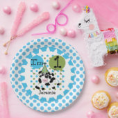 家畜青い牛第1誕生日の紙皿 ペーパープレート (パーティー)