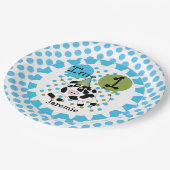 家畜青い牛第1誕生日の紙皿 ペーパープレート (アングル)