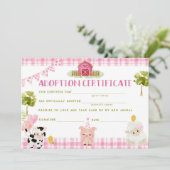 家畜養子縁組証明書の誕生日カード 招待状 (スタンド正面)