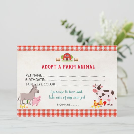 家畜養子縁組証明書テンプレート 招待状 (スタンド正面)