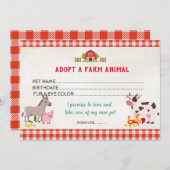 家畜養子縁組証明書テンプレート 招待状 (正面/裏面)