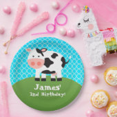 家畜、白黒牛、子供の誕生日のパーティー ペーパープレート (パーティー)