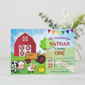 家畜 |納屋周囲の庭誕生日パーティーの招待 招待状 (スタンド正面)
