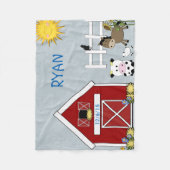 家畜，馬，牛，子羊 フリースブランケット (正面)