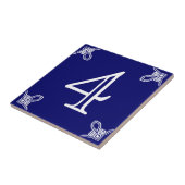 家番号 – 白スペインのオンブルー タイル (側面)