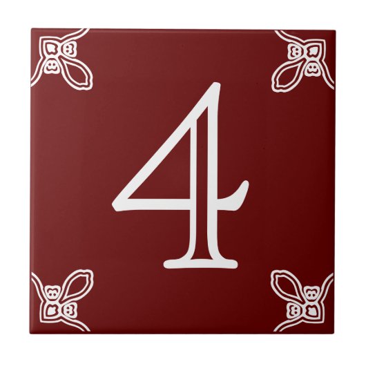 家番号 – 茶スペインの瓦の白 タイル (正面)