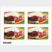 家禽を襲うタカのステッカー 長方形シール (シート)