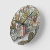 家禽市場(色版木、銅版、版画) ラウンド壁時計 (傾斜)