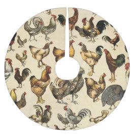 家禽農場の鶏とヘンアート ブラッシュドポリエステルツリースカート