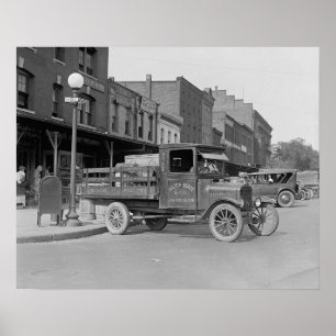 家禽配達トラック、1926年。ヴィンテージ写真 ポスター