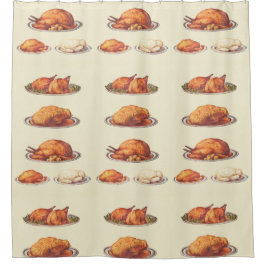 家禽：ローストフォール、ローストガチョウ、ローストトルコ シャワーカーテン