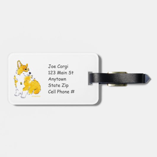 "家私のコーギーが"荷物のラベルであるところでがあります ラゲッジタグ (裏面横)