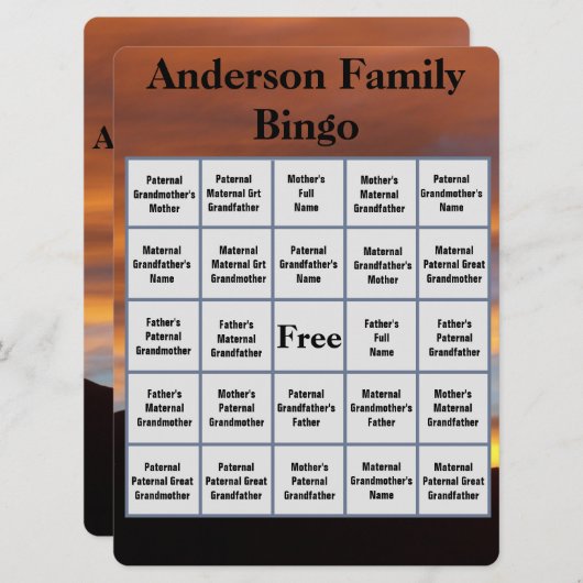 家系図ビンゴと再会サンセットフォト (正面/裏面)