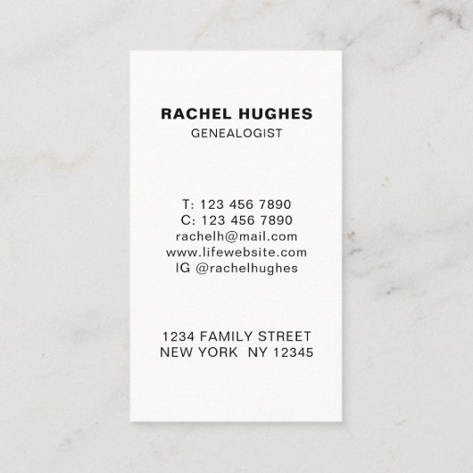 家系図名刺名刺 名刺 (裏面)