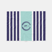 家紋パタパーソナライズされたーンストライプネイビーミント フリースブランケット (正面(横))