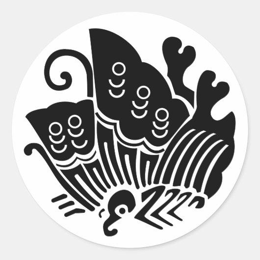 家紋日本のアゲハチョウ ラウンドシール (正面)