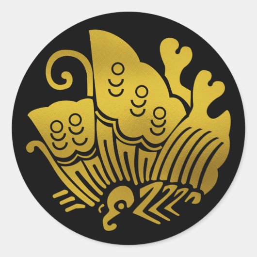 家紋日本のアゲハチョウ ラウンドシール (正面)