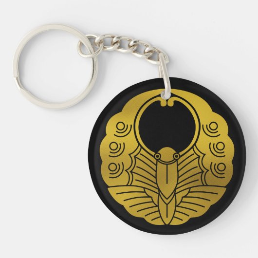 家紋日本の – 蝶 キーホルダー (正面)