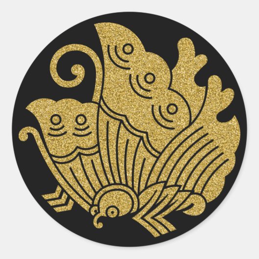 [家紋]アゲハチョウバタフライステッカー ラウンドシール (正面)