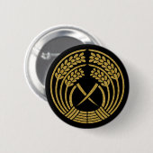 【家紋】イネの耳掛けボタン 缶バッジ (正面&裏面)