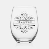家紋 ファミリー ネーム オルナート 日付 ステムなしワイングラス (正面)