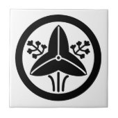 家紋「丸に立ち沢瀉」 タイル (正面)