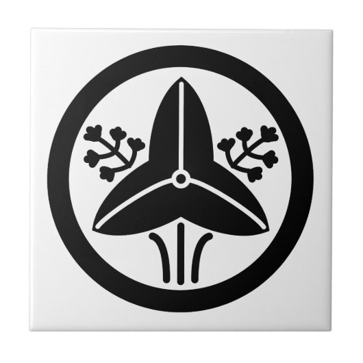 家紋「丸に立ち沢瀉」 タイル (正面)