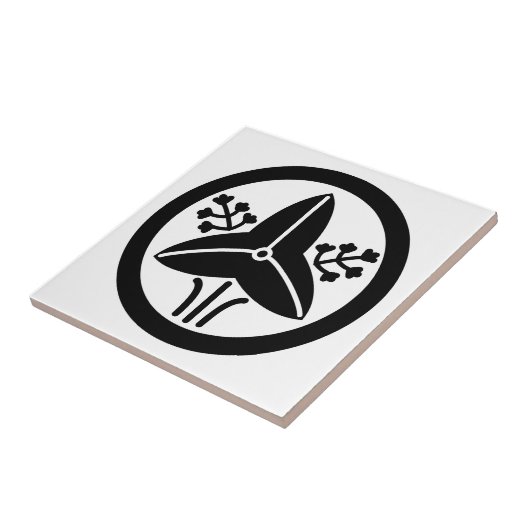 家紋「丸に立ち沢瀉」 タイル (側面)