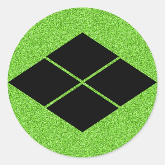 【家紋】武田菱グリーン ラウンドシール (正面)