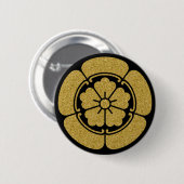 【家紋】織田木工中国のと造花 缶バッジ (正面&裏面)