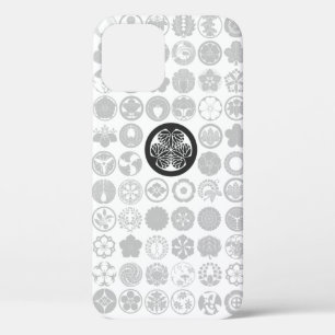 [家紋]花と植物ホワイト iPhone 12ケース