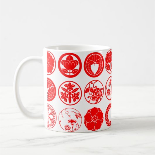 [家紋]花 コーヒーマグカップ (左)