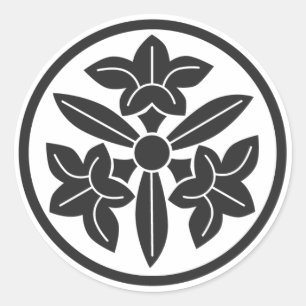 [家紋]花 ラウンドシール