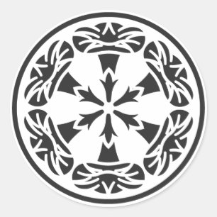 [家紋]花 ラウンドシール