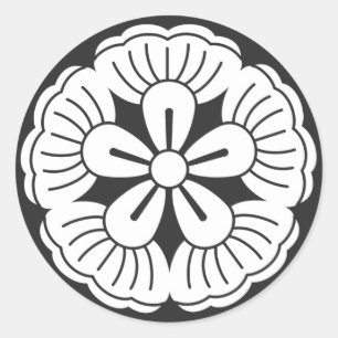 [家紋]花 ラウンドシール