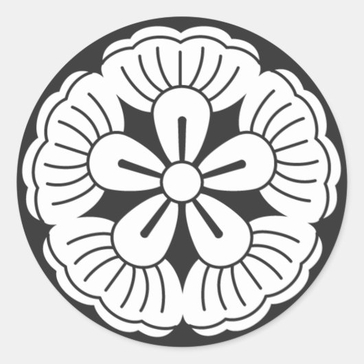 [家紋]花 ラウンドシール (正面)