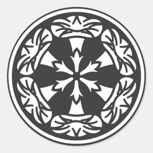 [家紋]花 ラウンドシール (正面)
