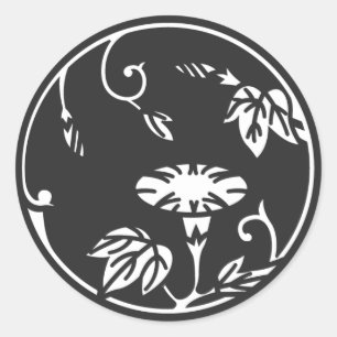 [家紋]花 ラウンドシール