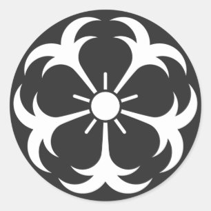 [家紋]花 ラウンドシール