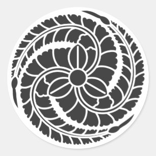 [家紋]花 ラウンドシール