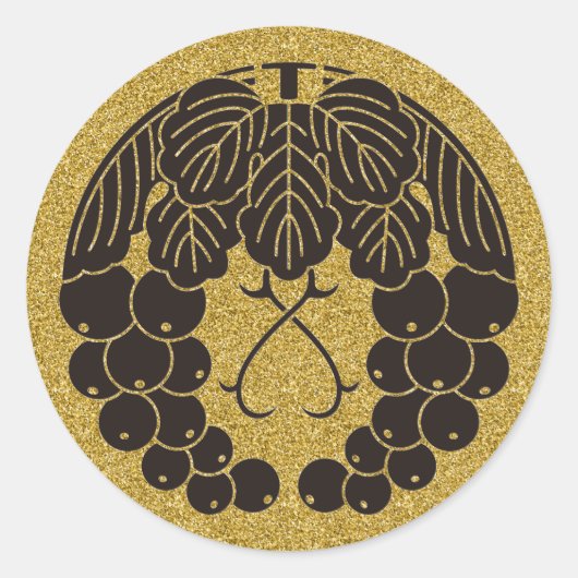 [家紋]葡萄2種 ラウンドシール (正面)