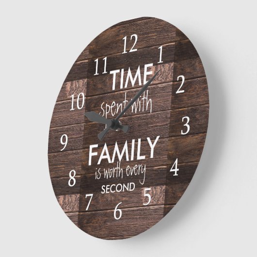 家素朴族の引用文と過ごした茶色の木材の時間 ラージ壁時計 (傾斜)