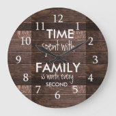 家素朴族の引用文と過ごした茶色の木材の時間 ラージ壁時計 (正面)